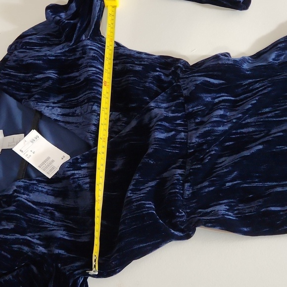 H&M Dress Womens Size 0 Blue Long sleeve New elastic waist Velvetine - Picture 9 of 9